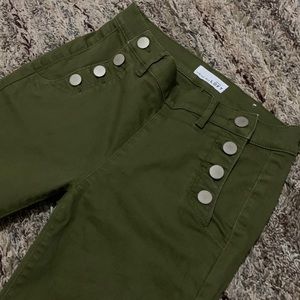 LOFT Women Olive Green Side Buttons Size 26 Jeans
